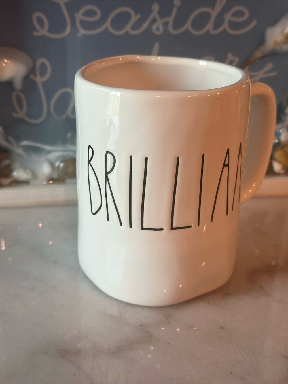 Rae Dunn BRILLIANT White Ceramic Mug